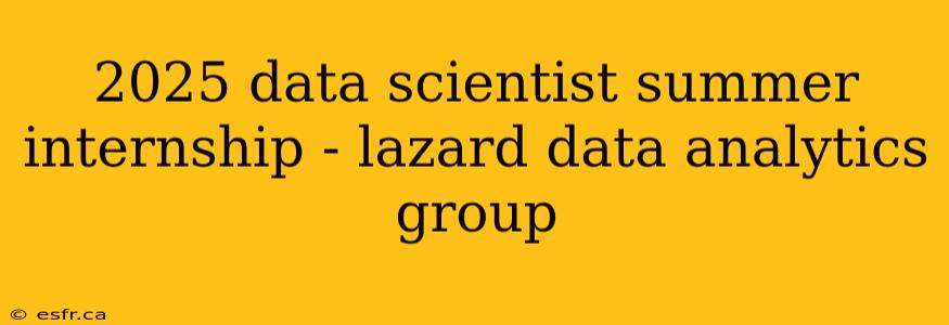 2025 data scientist summer internship - lazard data analytics group