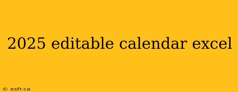 2025 editable calendar excel