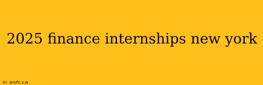 2025 finance internships new york