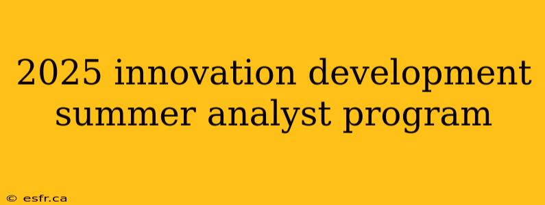 2025 innovation development summer analyst program