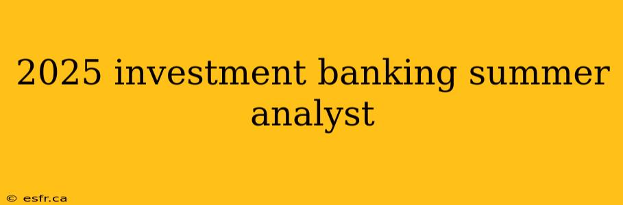 2025 investment banking summer analyst