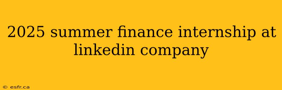 2025 summer finance internship at linkedin company