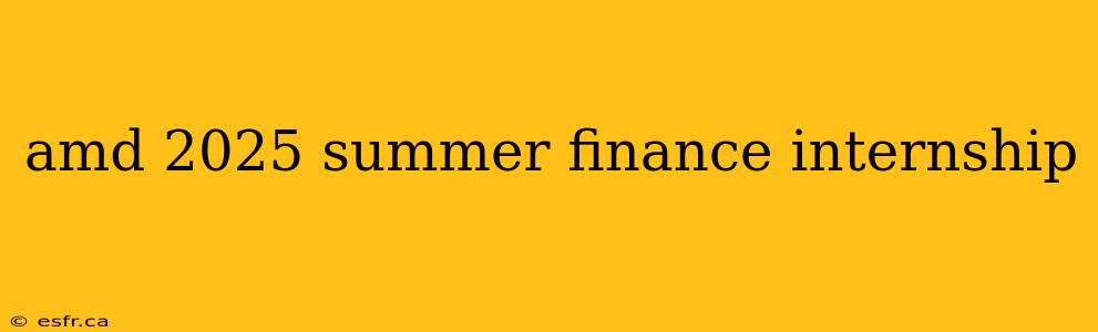 amd 2025 summer finance internship