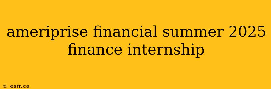 ameriprise financial summer 2025 finance internship