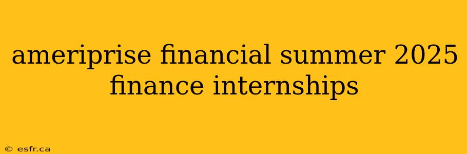 ameriprise financial summer 2025 finance internships