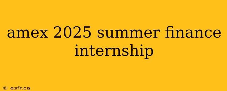 amex 2025 summer finance internship