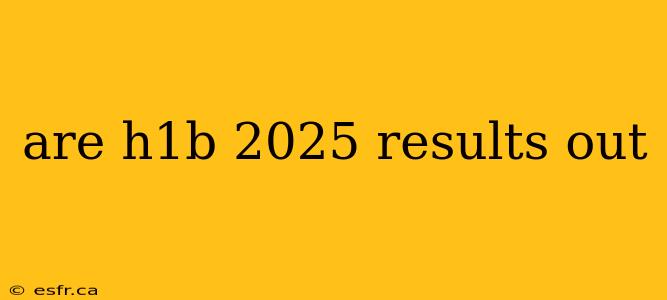 are h1b 2025 results out