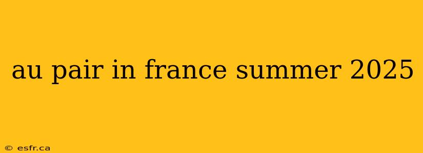 au pair in france summer 2025