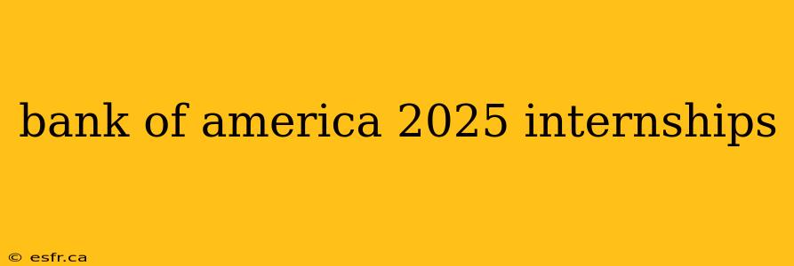 bank of america 2025 internships