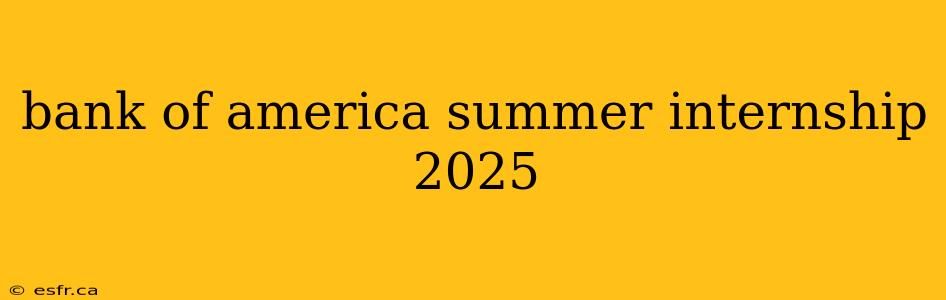 bank of america summer internship 2025