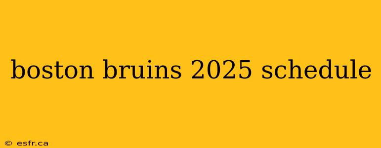 boston bruins 2025 schedule