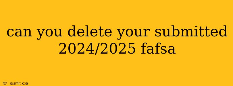 can you delete your submitted 2024/2025 fafsa