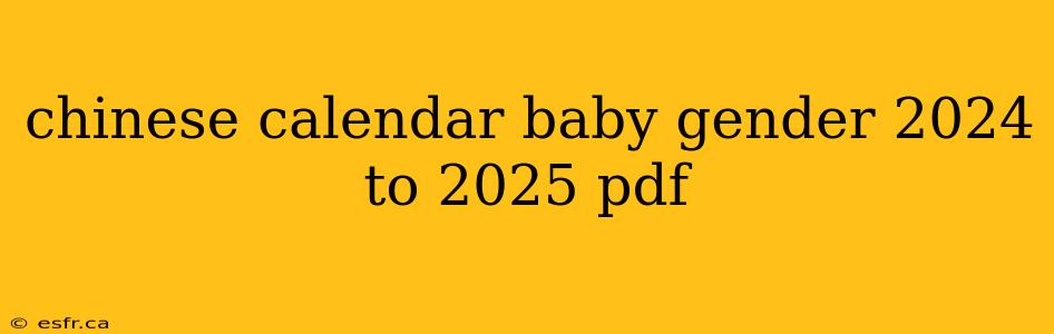 chinese calendar baby gender 2024 to 2025 pdf