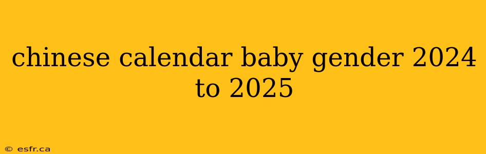 chinese calendar baby gender 2024 to 2025