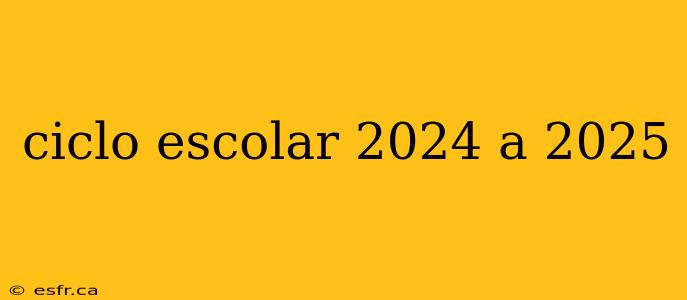 ciclo escolar 2024 a 2025