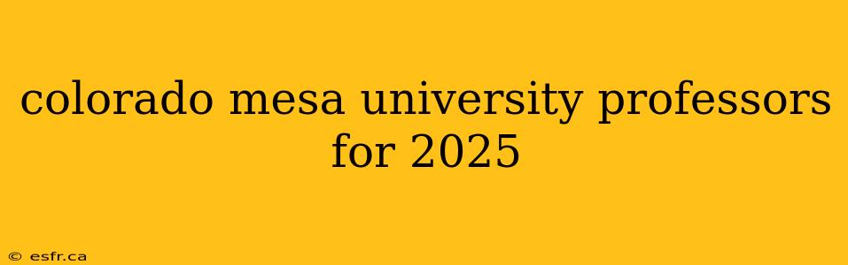 colorado mesa university professors for 2025