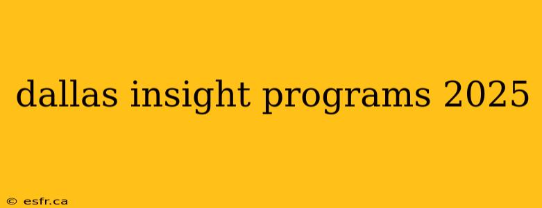 dallas insight programs 2025