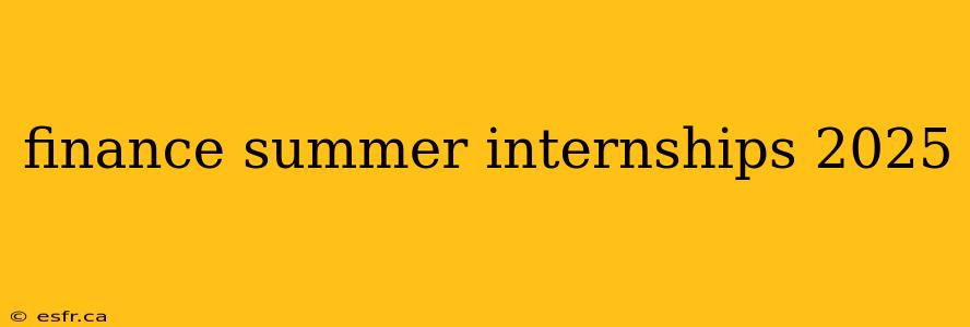 finance summer internships 2025