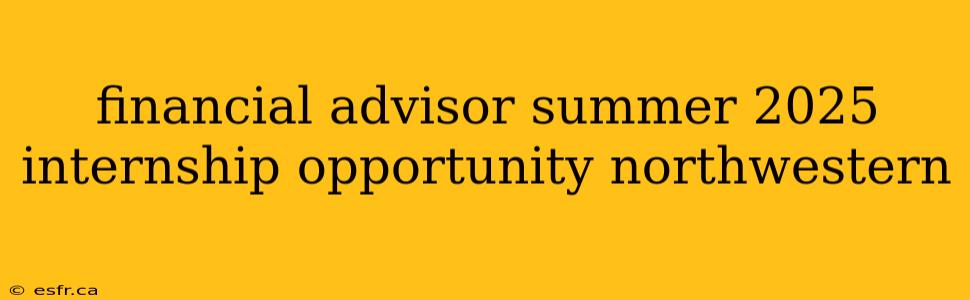 financial advisor summer 2025 internship opportunity northwestern