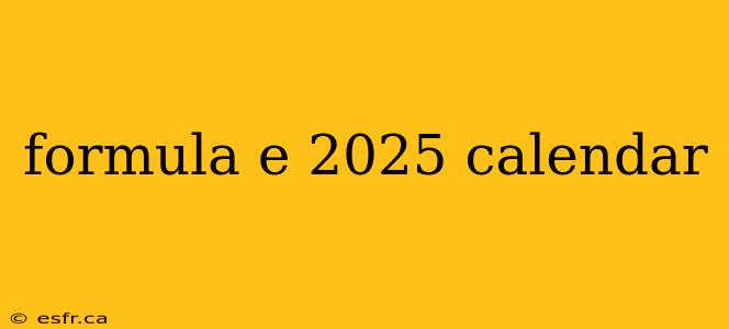 formula e 2025 calendar