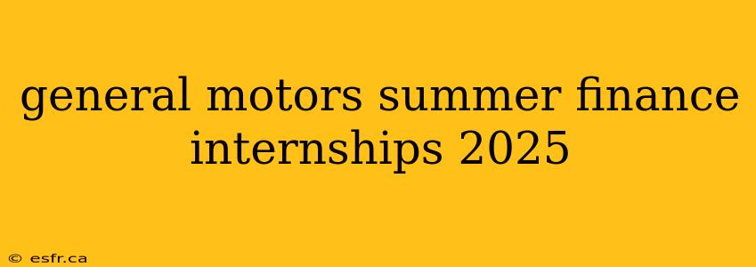 general motors summer finance internships 2025