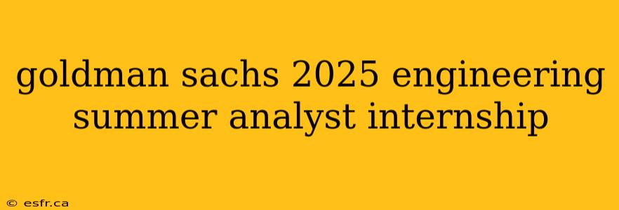 goldman sachs 2025 engineering summer analyst internship