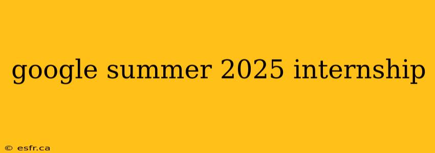 google summer 2025 internship