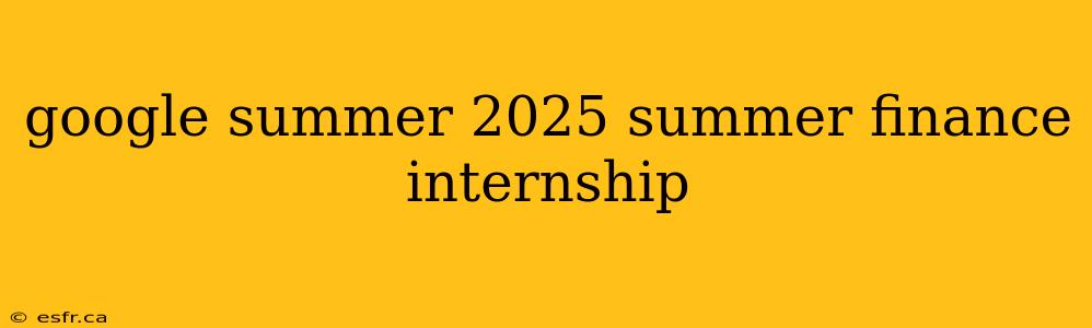 google summer 2025 summer finance internship