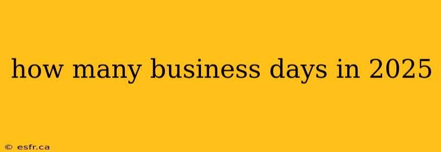 how many business days in 2025