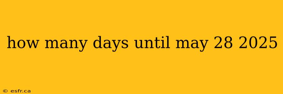 how many days until may 28 2025