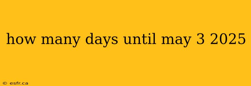 how many days until may 3 2025