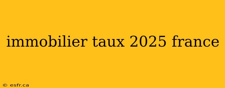 immobilier taux 2025 france