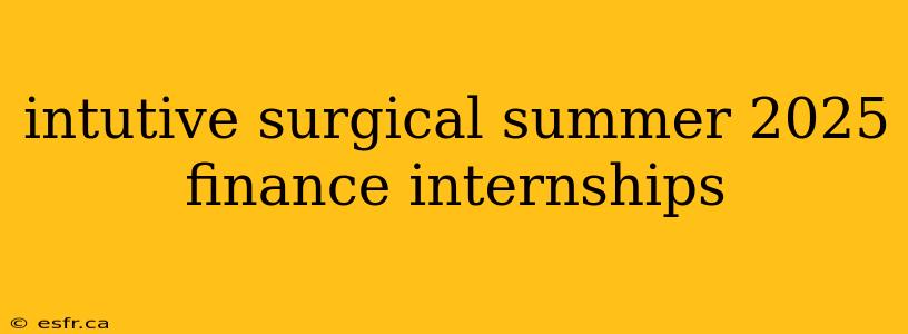 intutive surgical summer 2025 finance internships