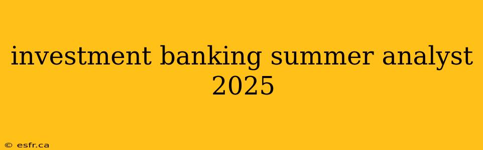 investment banking summer analyst 2025