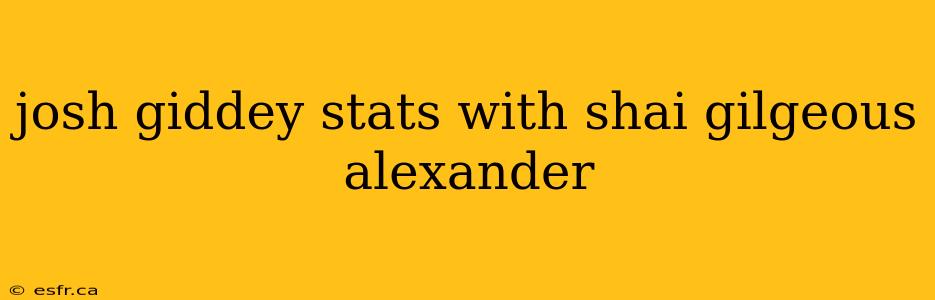 josh giddey stats with shai gilgeous alexander