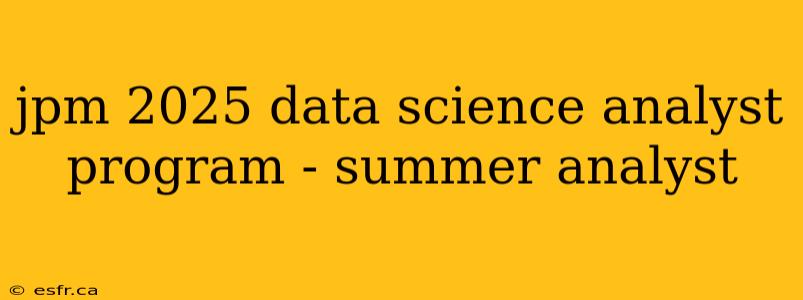 jpm 2025 data science analyst program - summer analyst