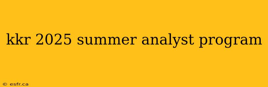 kkr 2025 summer analyst program