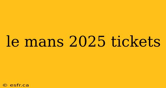 le mans 2025 tickets