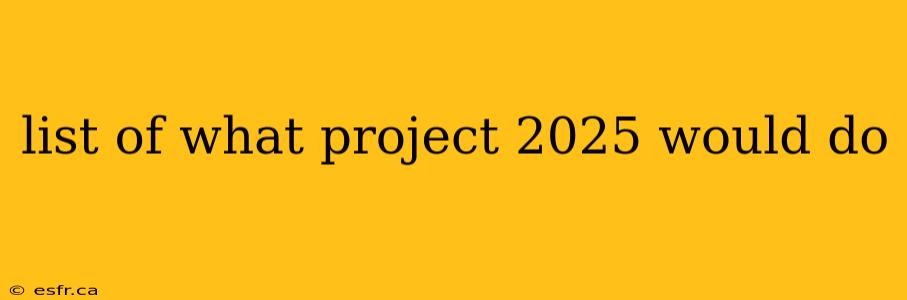 list of what project 2025 would do