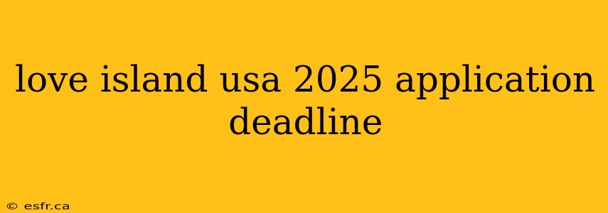 love island usa 2025 application deadline