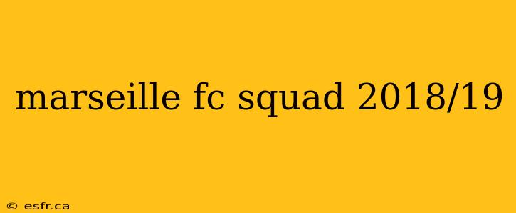 marseille fc squad 2018/19