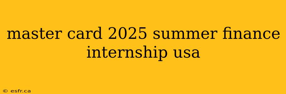 master card 2025 summer finance internship usa