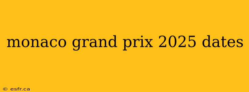 monaco grand prix 2025 dates