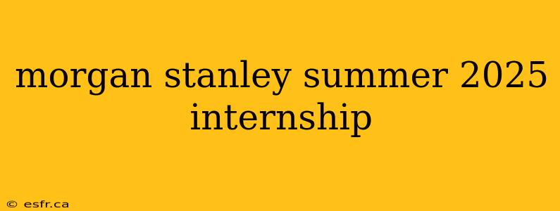 morgan stanley summer 2025 internship