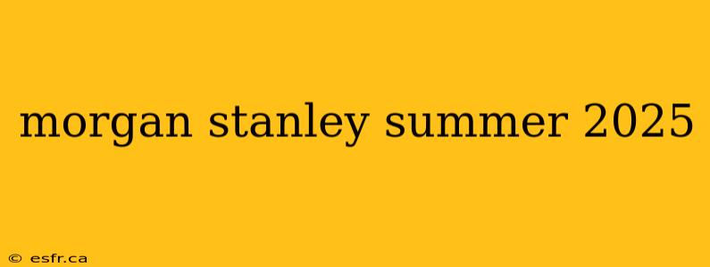 morgan stanley summer 2025