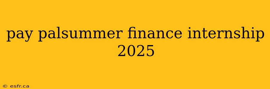 pay palsummer finance internship 2025