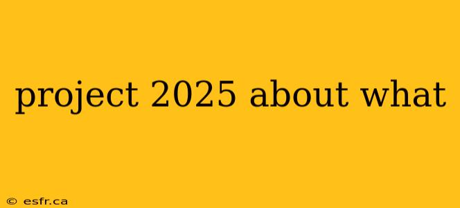 project 2025 about what