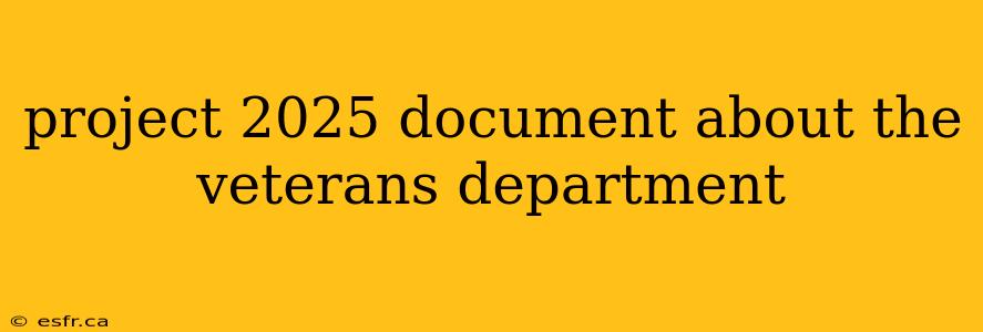 project 2025 document about the veterans department