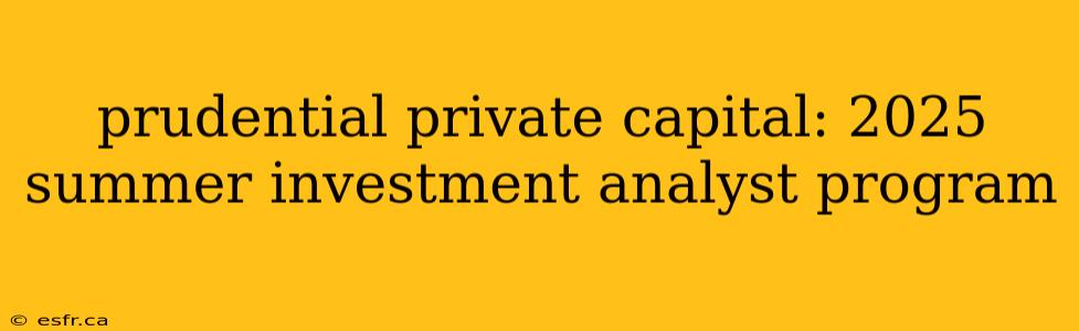 prudential private capital: 2025 summer investment analyst program