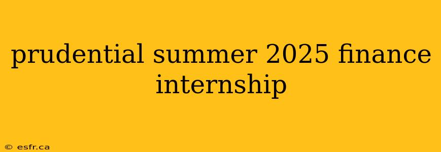 prudential summer 2025 finance internship